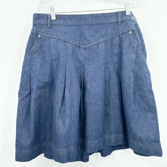 Free People Women's Scout‎ Pleated Midi A-Line Skirt Medium Wash Size 12/16