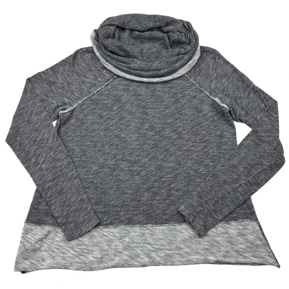 Free People FP Beach Cowl Neck Top Womens S M Charcoal Grey Knit Slouchy S/M