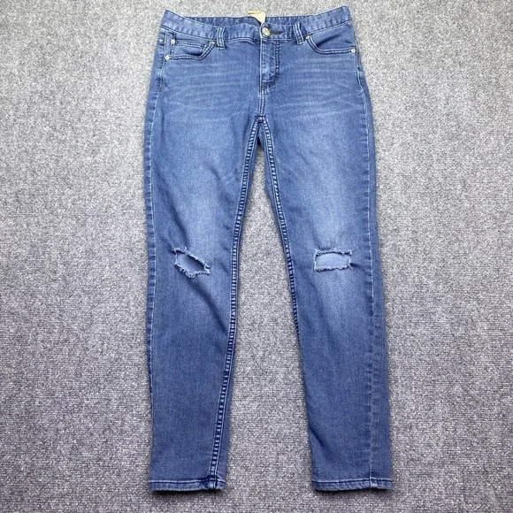 Free People Womens W27 Distressed Skinny Jeans Blue Ripped Knee Grunge