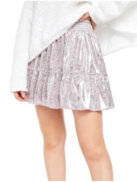 Free People Pink In a Bubble Mini Skirt