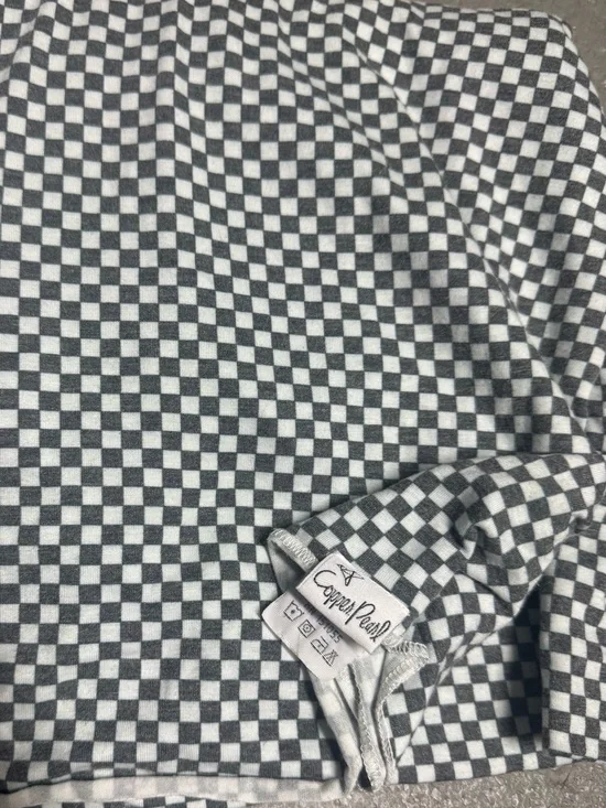 Copper Pearl Black & White Check swaddle blanket - soft fabric