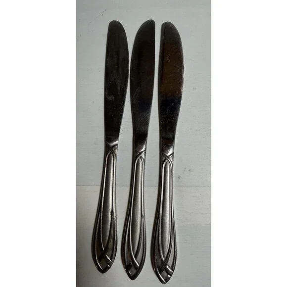 Hampton Silversmith Lace Frosted stainless flatware Set of 3 knives