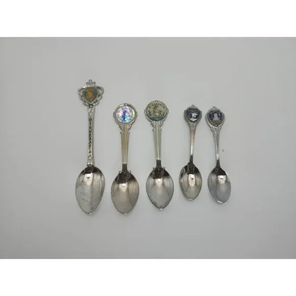 Lot 5 Minnesota Enamel Souvenir Collector Spoons Stainless Steel Travel Gift
