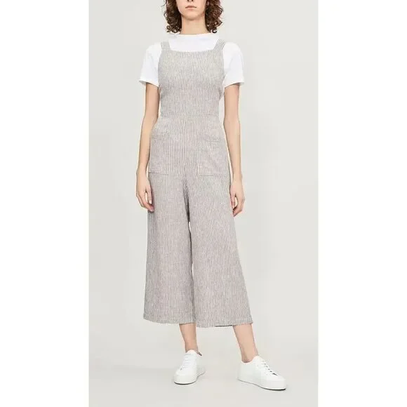 FREE PEOPLE Off The Shore Linen Blend Wide‎ Leg Jumpsuit Sz 4