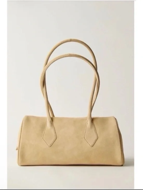 NWT free people sierra suede shoulder bag tote beige tan yellow