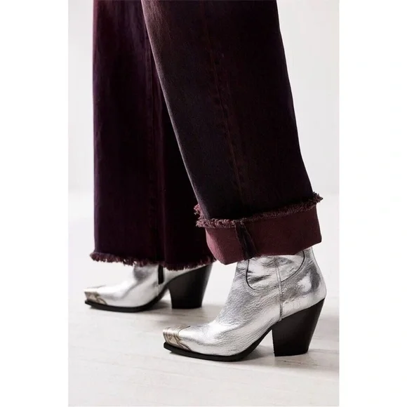 Free People Brayden Western Boot Pewter Size 8 NWT