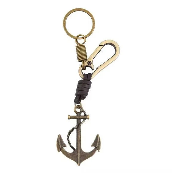 ANCHOR Keychain in Faux Leather and Goldtone Gift Box
