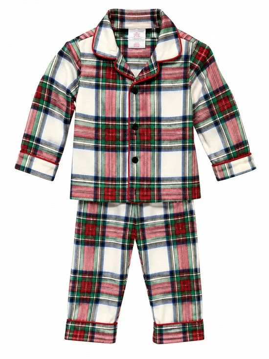 Kids Plaid Pajama Set - Red & Green