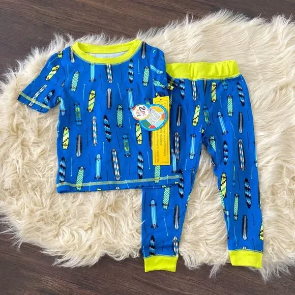 NWT Sleep On It Boys 2-Piece Super Soft Jersey Snug-Fit Pajama Set - Skate US 3T