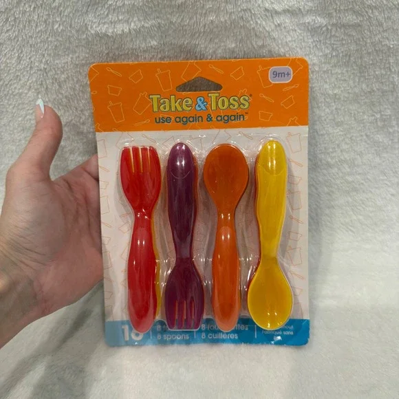 The First Years Take & Toss 16 Piece Toddler Fork‎ and Spoon Set Multicolor 9m+