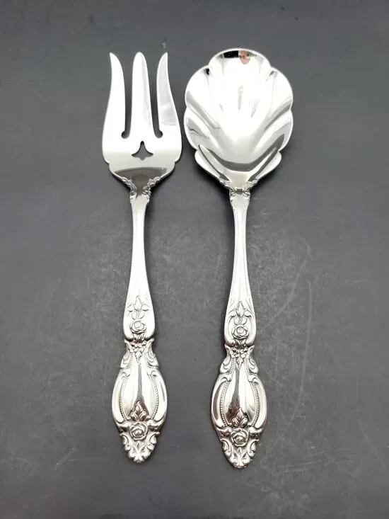 Oneida 18/8 Stainless Heirloom Frederick Serving Set Fork & Spoon (Shell Cassero