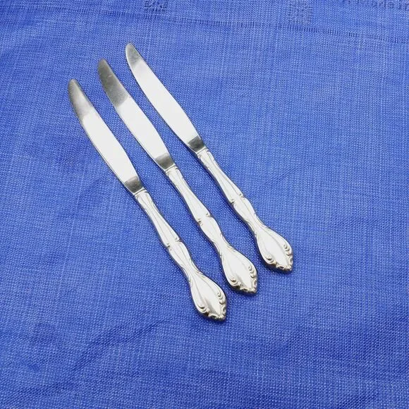3 Oneida Community CANTATA Stainless Hollow Handle Dinner Knives Vtg