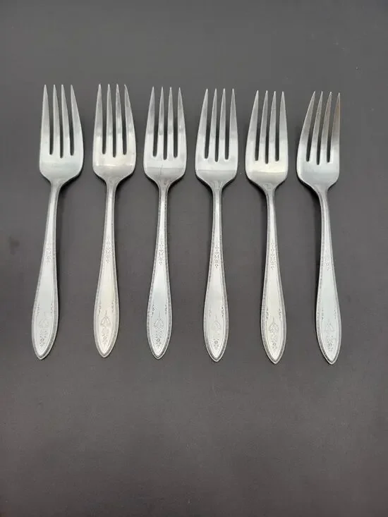 1847 Rogers Bros ARGOSY Set 6 Salad Fork Silver Plate 1926 Flatware