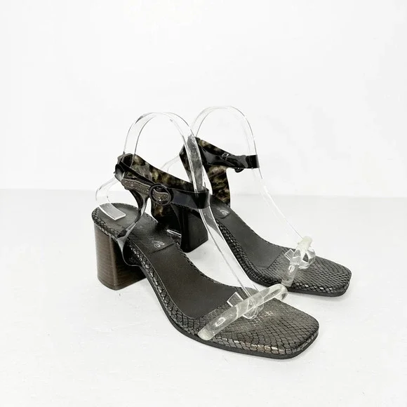 FREE PEOPLE Natal Heel Black block heel ankle strap square toe womens 39 US 9