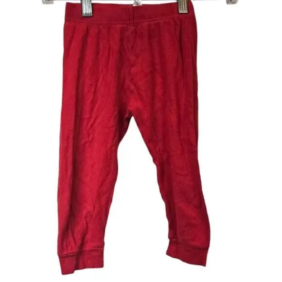 Toddler Little Boys Red Pajama Jogger Pants Casual Kids Bottoms Winter Knit PJs