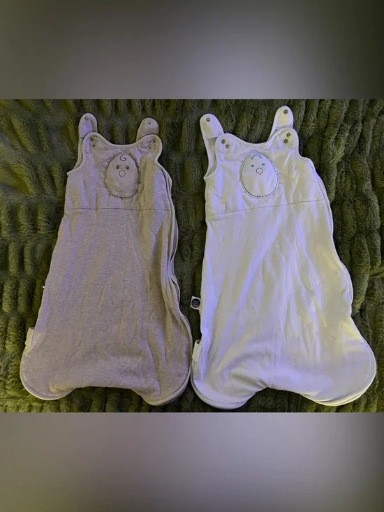 Nested Bean SleepSack - Sky Blue and Light Gray - Soft Sleeveless Swaddle 0-6mos