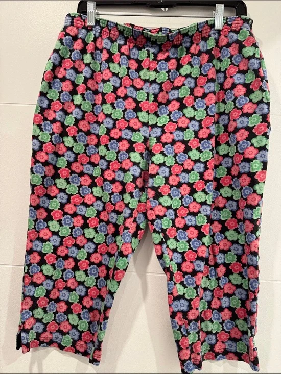 Bechamel  Petites Floral Fleece  Pants - Pink, Green, Blue (100 % cotton)