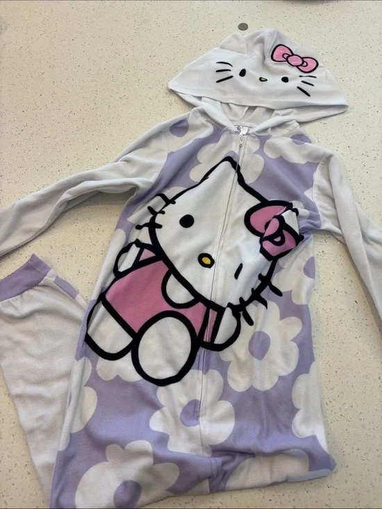 Hello Kitty Purple and Pink Floral Hooded Onesie