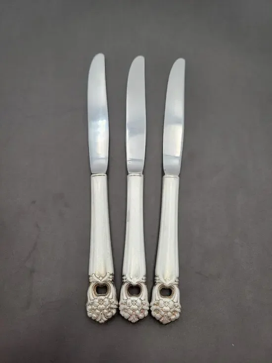 1847 Rogers Bros ETERNALLY YOURS Silverplate Set of 3 Hollow Dinner Knives Vtg