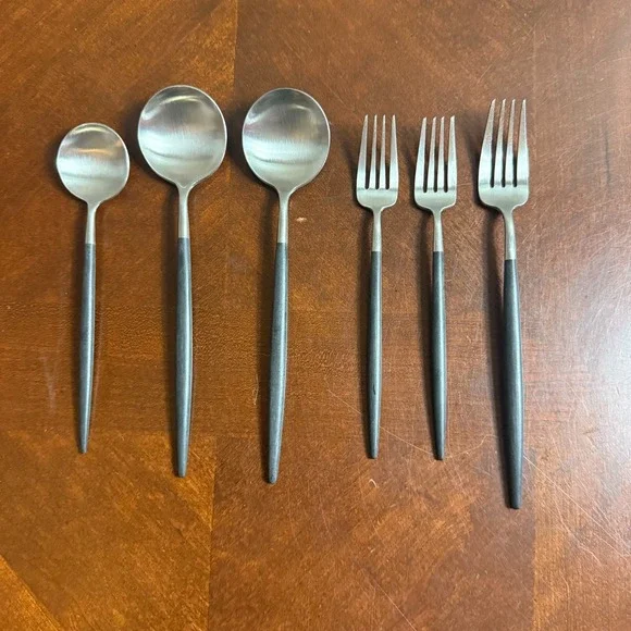 Cutipol Goa Flatware Black Handle‎ Stainless 6 Pieces  Portugal