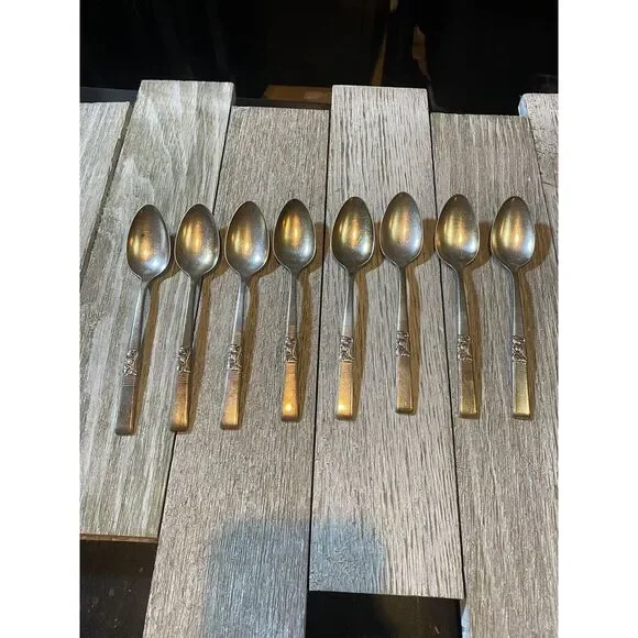 Community Silver‎ Plate Flatware, Morning Star Pattern Set Of 8 Spoons Vintage