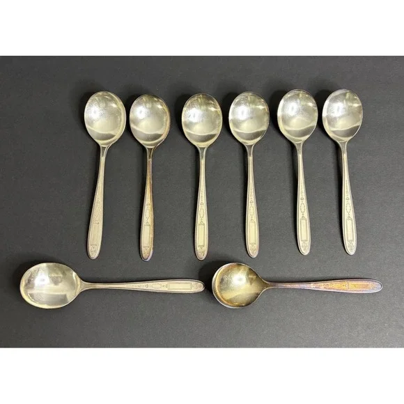 8 Oneida Community Grosvenor Gumbo Spoon Silverplate 7 1/4