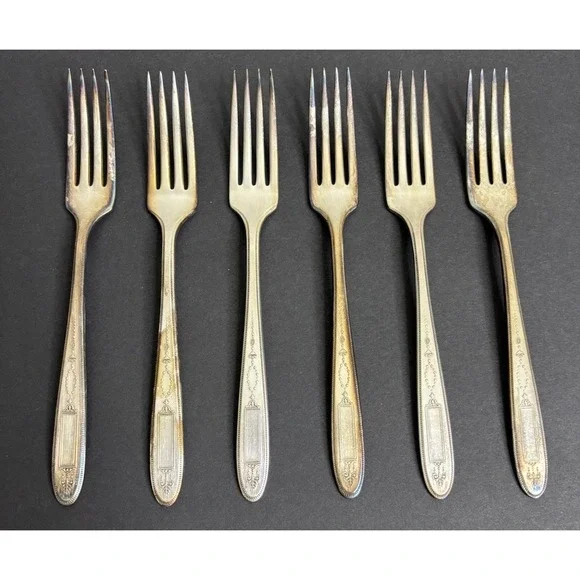 6 Oneida Community Grosvenor Dinner Forks Silverplate 7 3/4