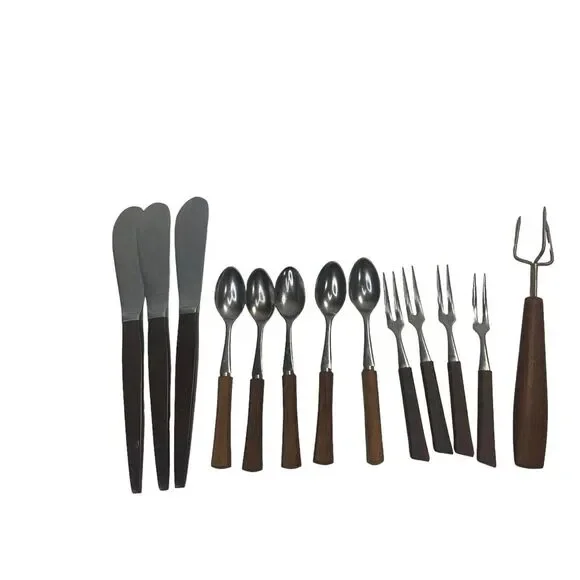 13 pc MCM Tiny Flatware Amefa Knives Ekco Tiny Spoons Forks Japan‎ Vintage