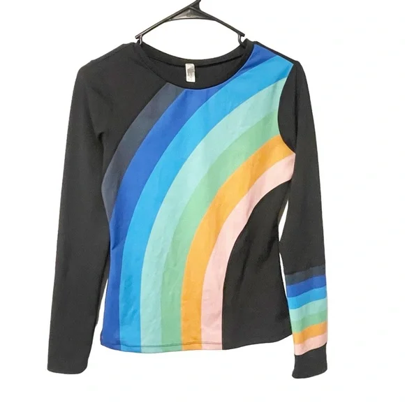 Free People Movement Size Small Rainbow Runner Shirt‎ Navy Athletic