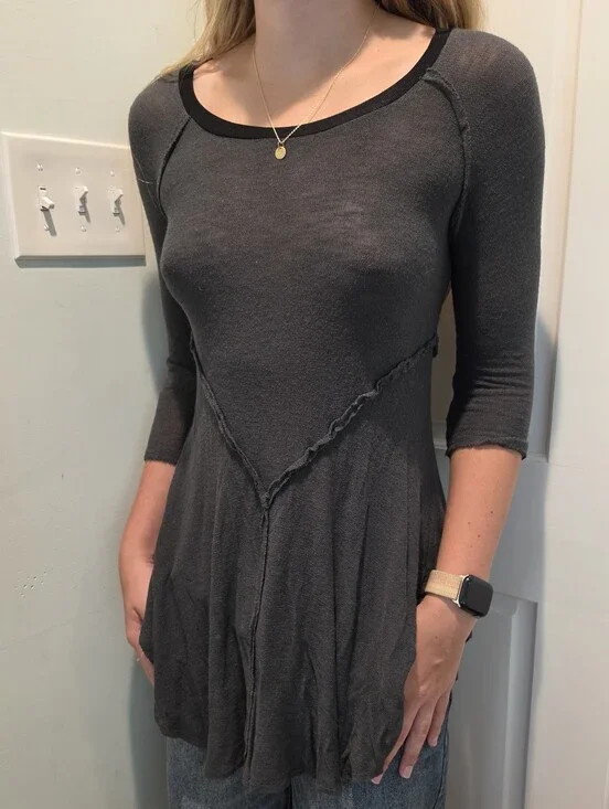 Free People Black Scoop Neck 3/4 Sleeve Tunic