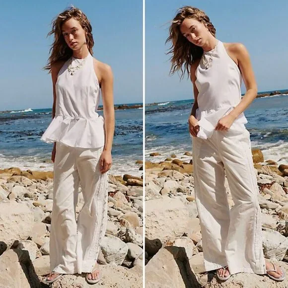Free People Printemps Moment Peplum Top White S