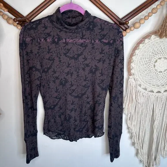 Free People You and I Floral Sheer Long Sleeve Top