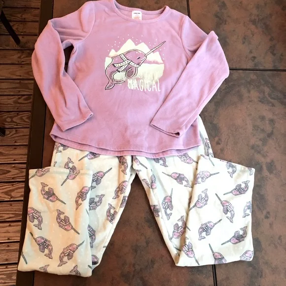 Lands End fleece girls pajama set 14