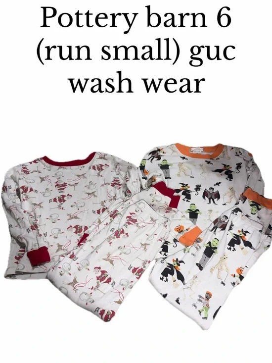 Pottery barn fits size 5 boys Christmas and Halloween pajamas bundle