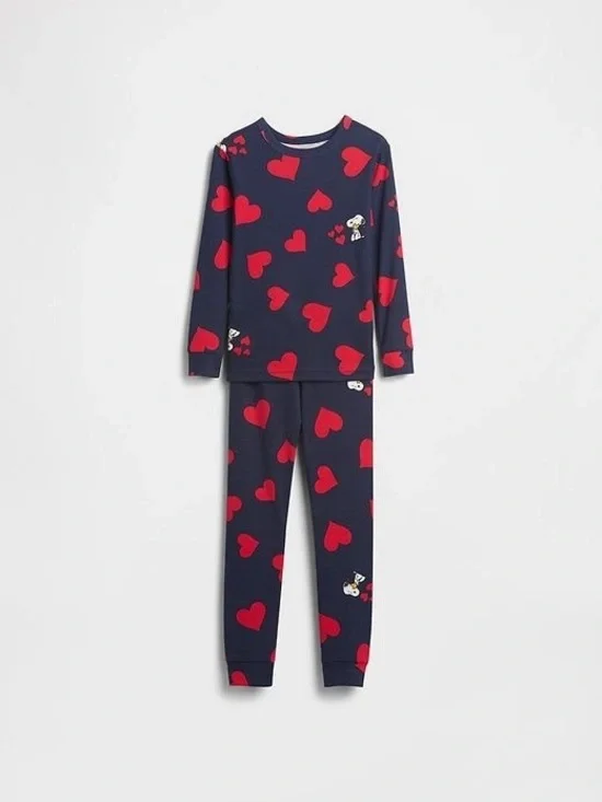 Baby Gap Peanuts Snoopy Valentine Hearts 100% Organic Cotton Pajama Set