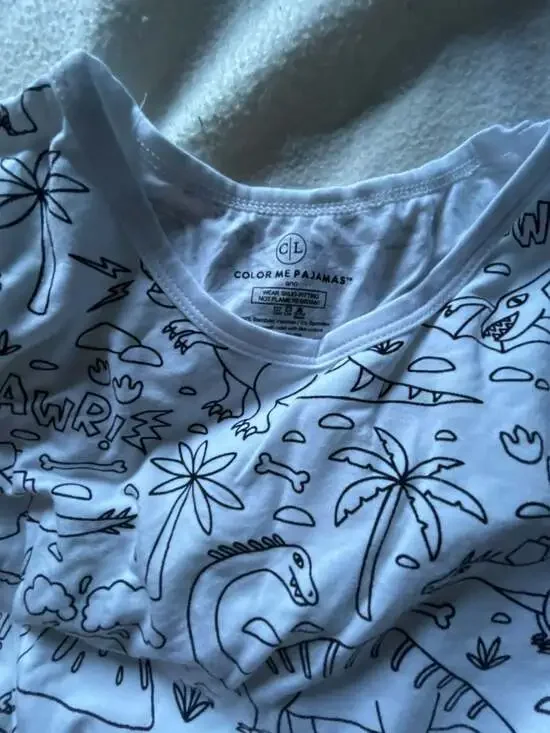 Caden Lane Color Me Pajamas Dinosaur Print Two-Piece Set