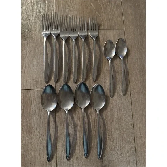 Lot of 12 Stegor Spiral Stainless‎ Flatware Replacement Pieces By Gorham Silver