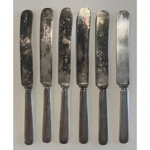 Vtg Marked: Holmes‎ Irving Co. Special - Silver plate ? Flatware Knife Set Of 6