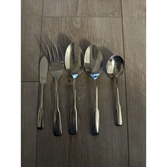 5 PCs Wm A Rogers Oneida FRIENDSHIP Stainless Slotted Serving Spoon‎ Meat Fork