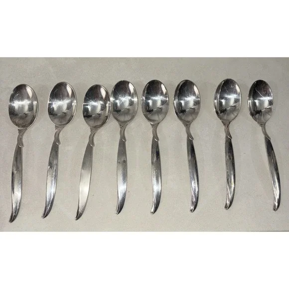 Set of 8 1847 Rogers‎ Bros Teaspoons Flair Pattern Silverplate Flatware 6 3/4 In