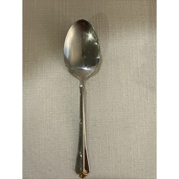 Oneida Golden Juilliard Cube Heirloom Stainless Flatware Gold Tip‎ Soup Spoon