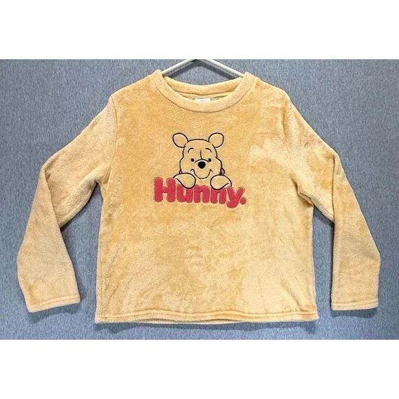 Disney Winnie The Pooh Fleece Sleep Shirt Girl L (10-14) Beige Hunny Embroidered