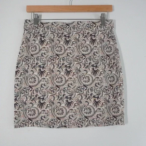 Free People M Paisley Print Stretch Mini Skirt Casual Everyday Skater Style Boho