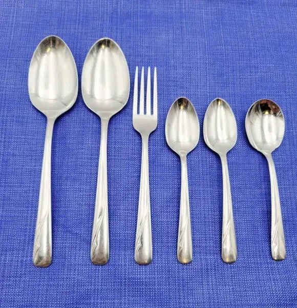 Lot of 6 Oneida Oceanic Spoon Fork Stainless Flatware Vtg