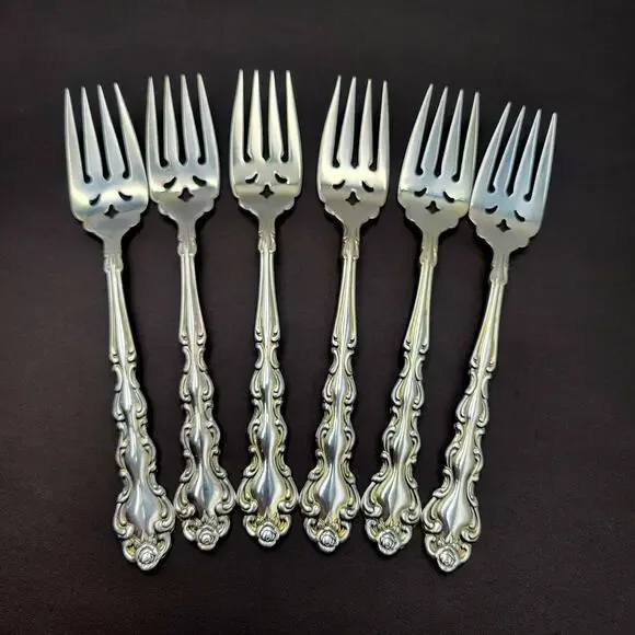ONEIDA Community Beethoven Silverplate Baroque Salad Fork Vintage Set 6