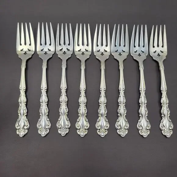 ONEIDA Community Beethoven Silverplate Baroque Salad Fork Vintage Set 8
