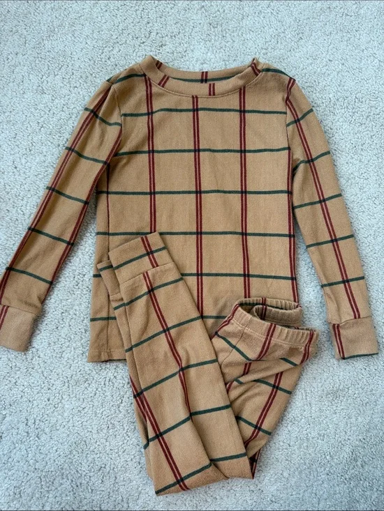 Little Co. By Lauren Conrad Tan Plaid Long-Sleeve Pajama Set