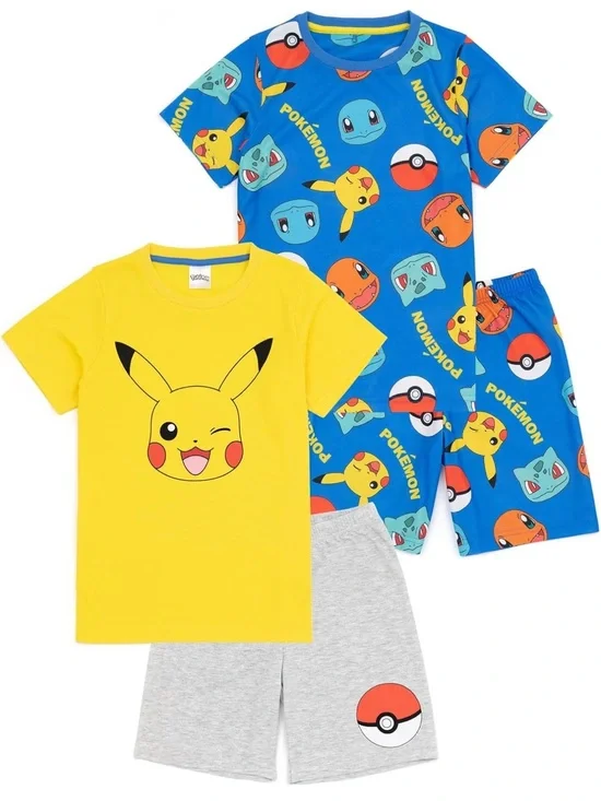 Kids' Pikachu Yellow & Blue 3-Piece Pajama Set