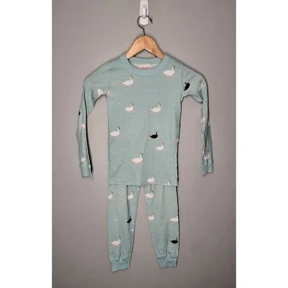 Hanna Andersson Blue Swan Pajama Long John Set Size 120/6-7 *READ