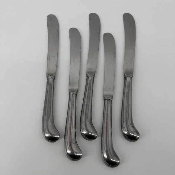 Orleans Silver Stainless‎ Japan Pistol Grip Dinner Knives Ribbed Handle Set of 5